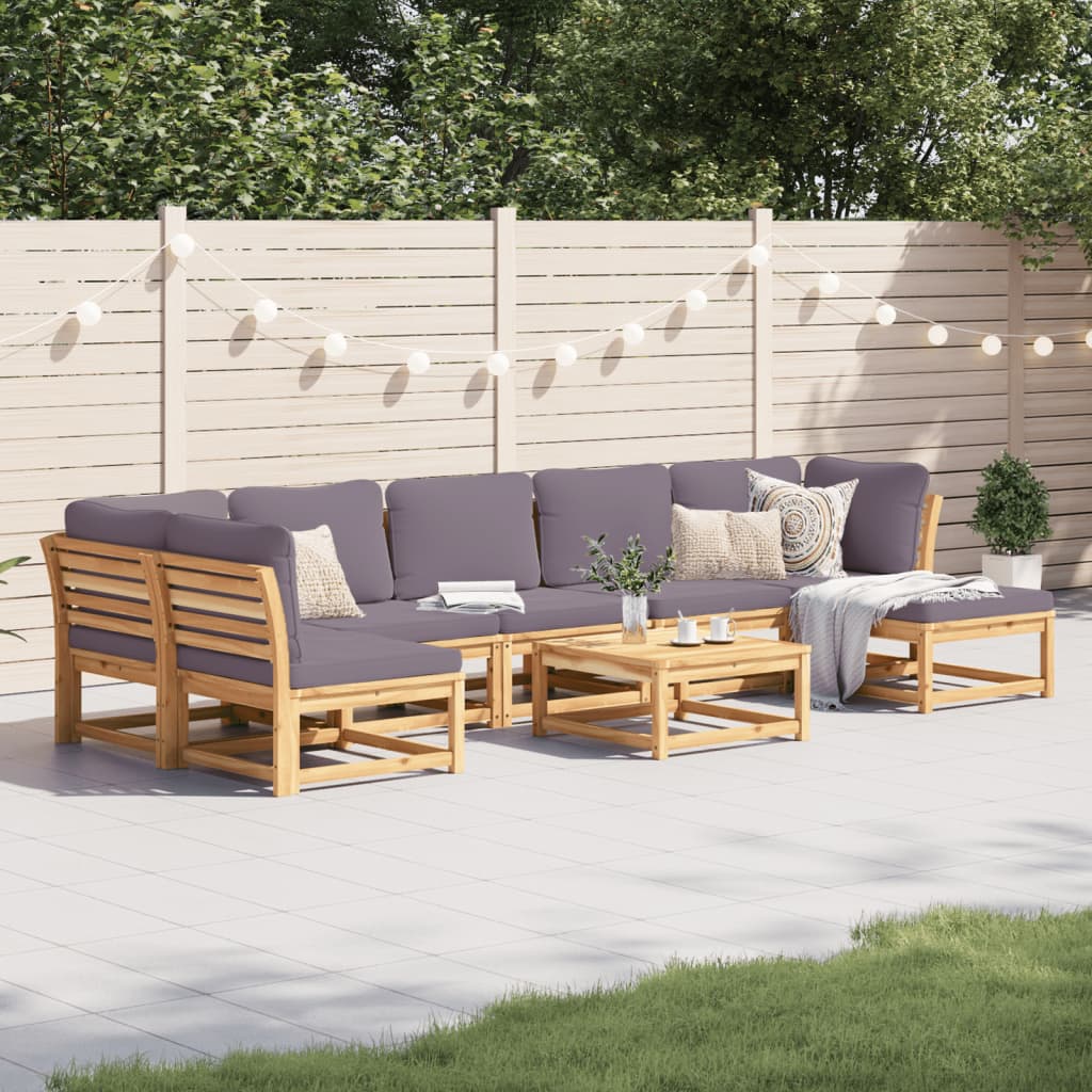 Set Salotto da Giardino 8 pz con Cuscini Legno Massello Acacia - homemem39