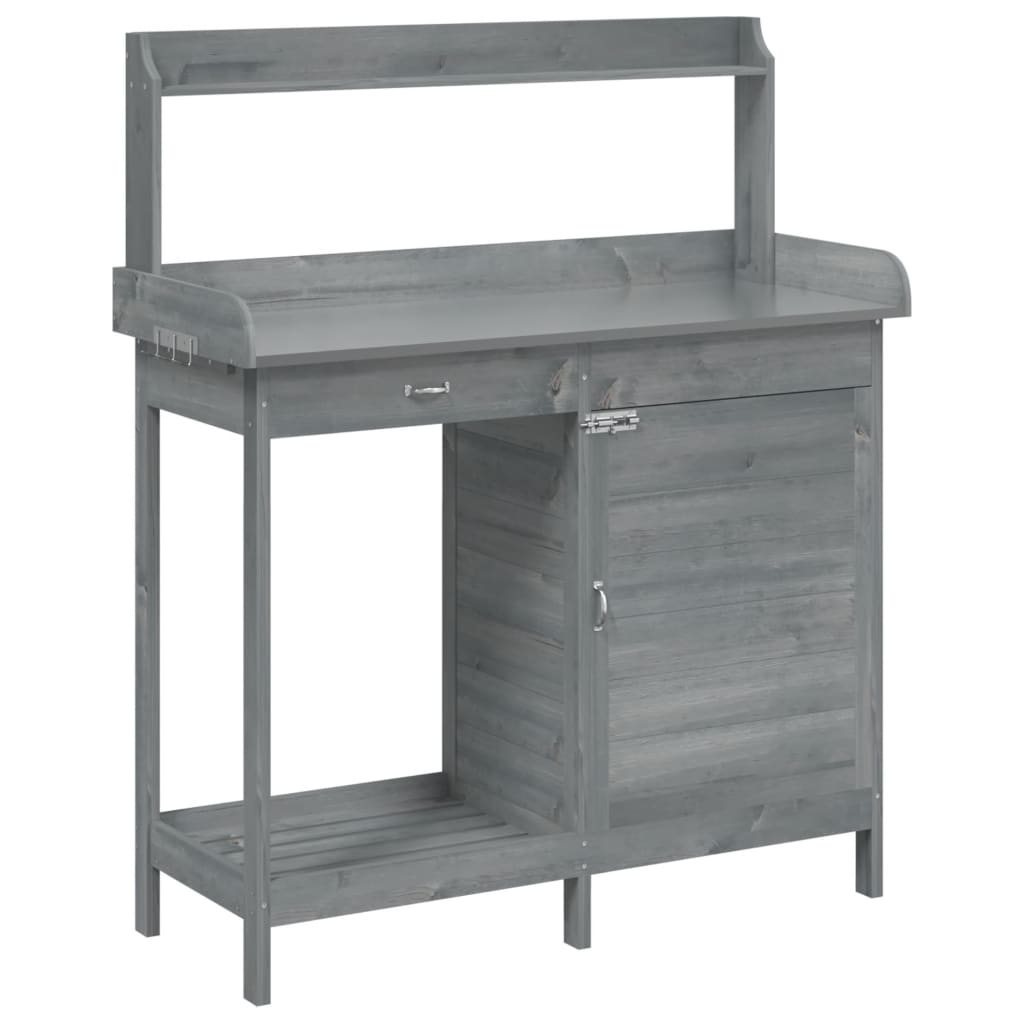 Tavolo Invaso con Mobile Grigio 110,5x45x124,5cm Massello Abete - homemem39