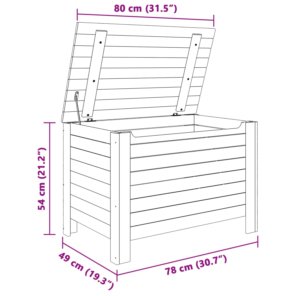 Contenitore con Coperchio RANA 80x49x54 cm Legno Massello Pino - homemem39