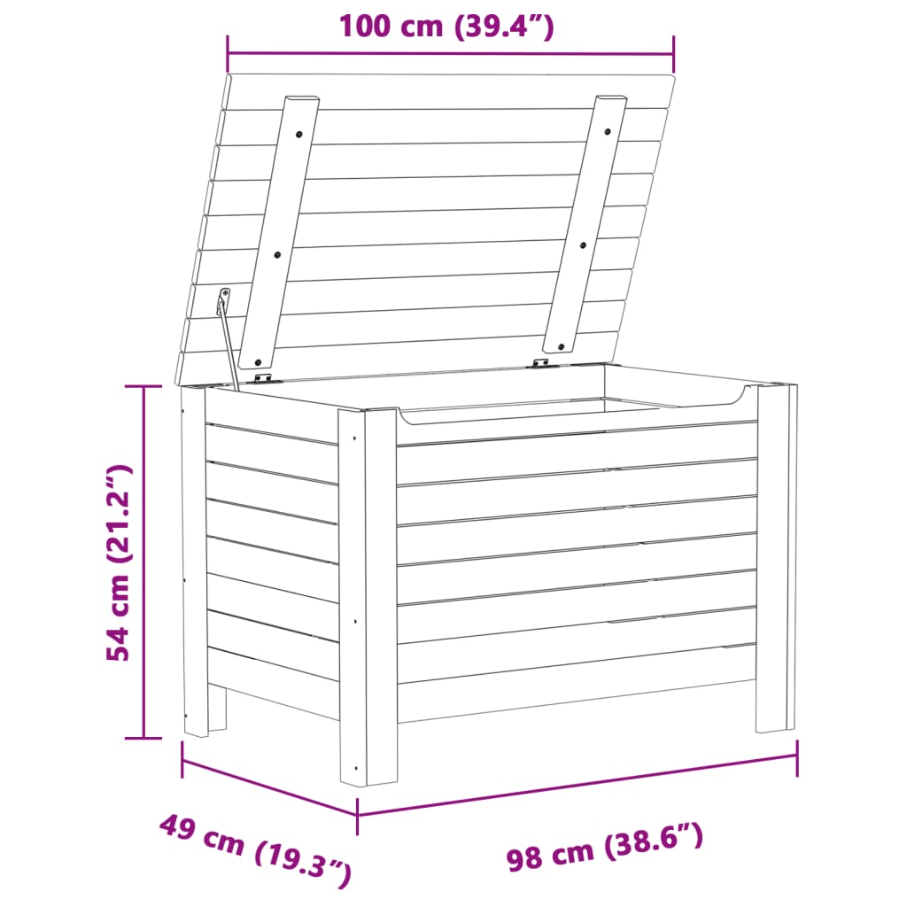 Contenitore con Coperchio RANA 100x49x54 cm Legno Massello Pino - homemem39