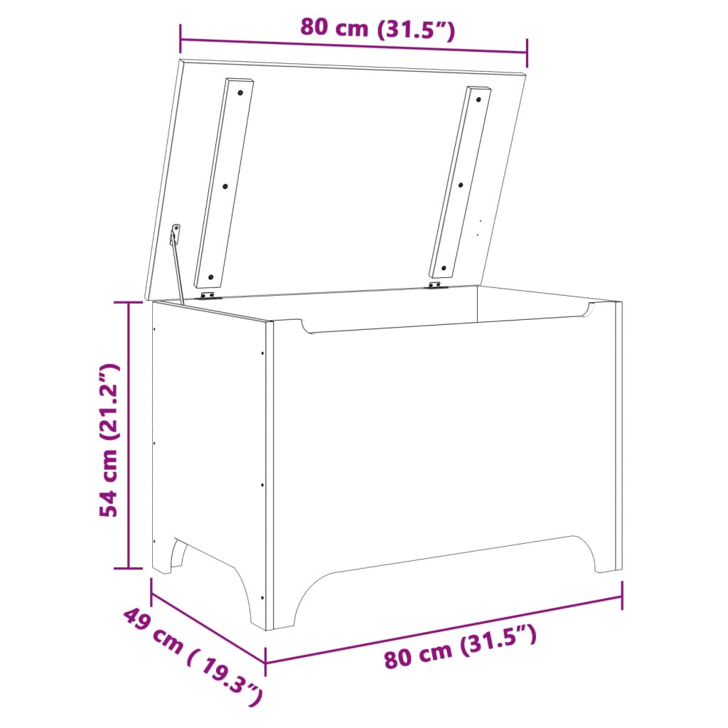 Contenitore con Coperchio RANA 80x49x54 cm Legno Massello Pino - homemem39