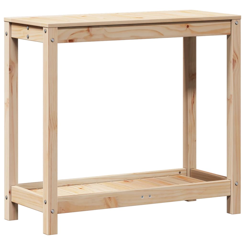 Tavolo Invaso con Ripiano 82,5x35x75 cm Legno Massello di Pino - homemem39