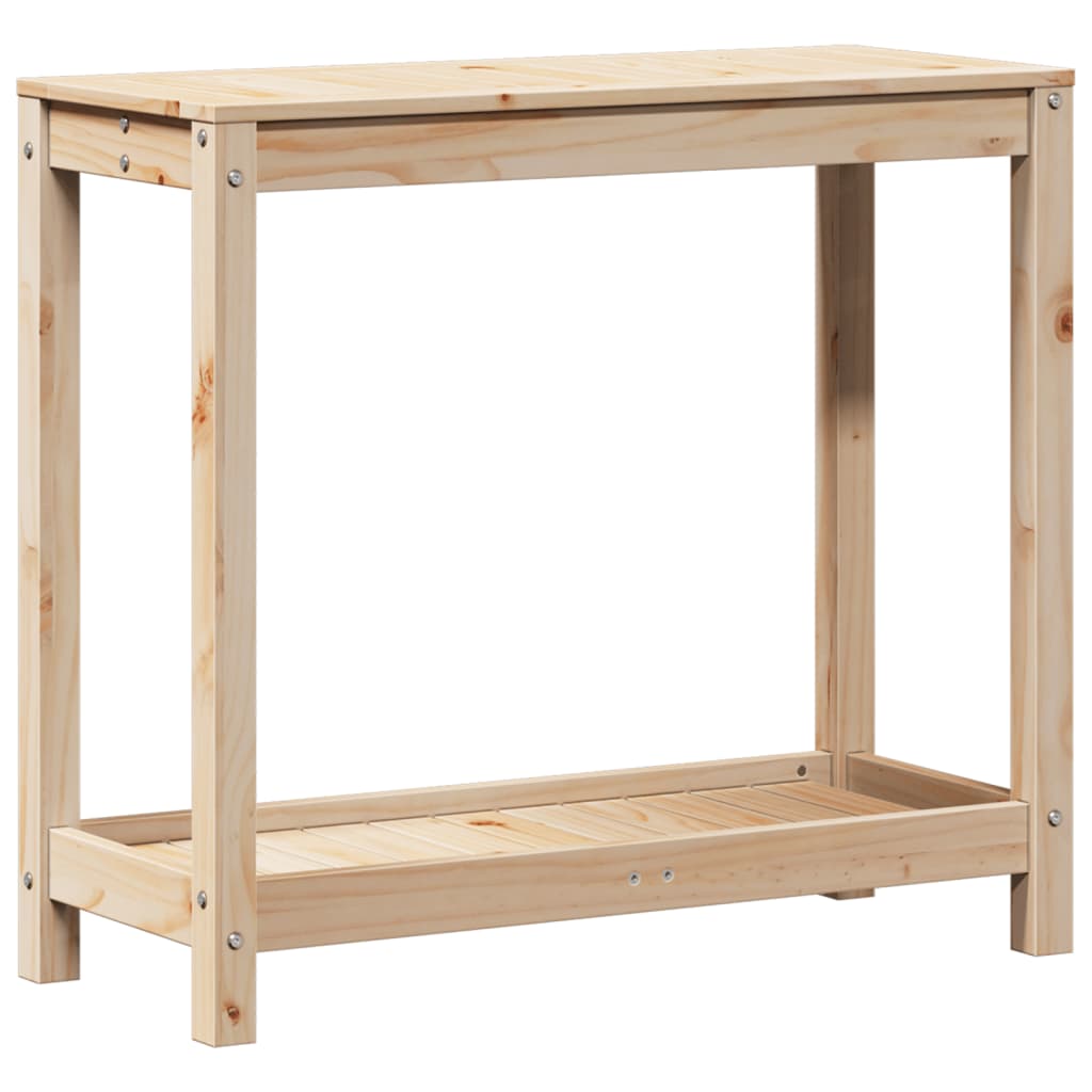 Tavolo Invaso con Ripiano 82,5x35x75 cm Legno Massello di Pino - homemem39