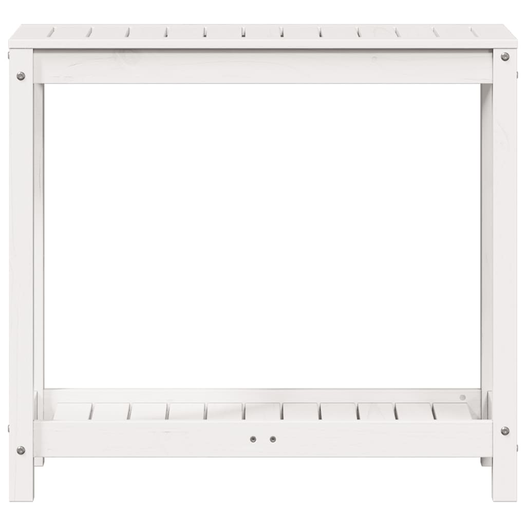 Tavolo Invaso con Ripiano Bianco 82,5x35x75 cm Massello Pino - homemem39