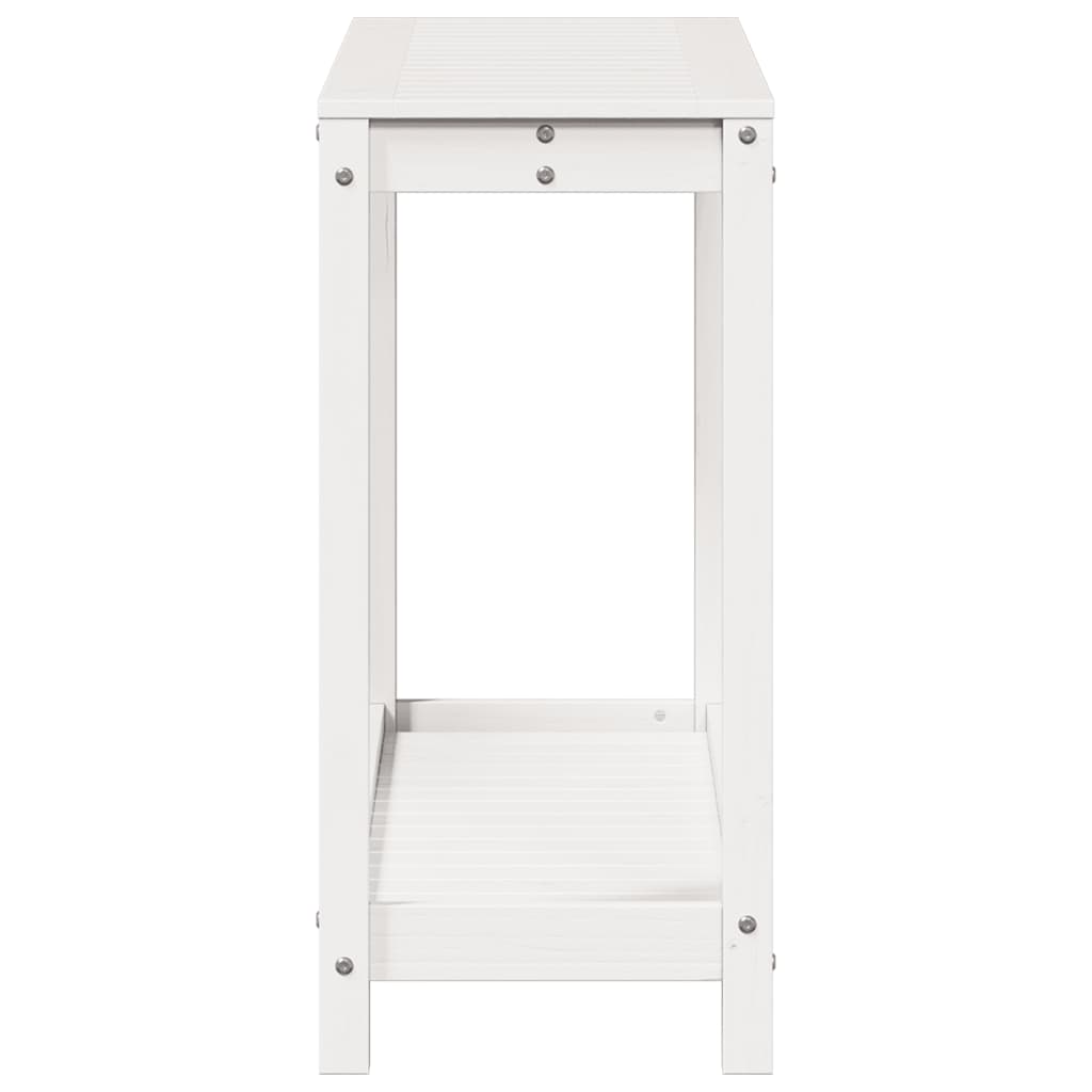 Tavolo Invaso con Ripiano Bianco 108x35x75 cm Massello Pino - homemem39