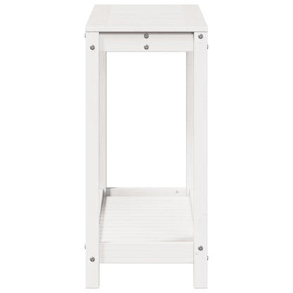 Tavolo Invaso con Ripiano Bianco 108x35x75 cm Massello Pino - homemem39