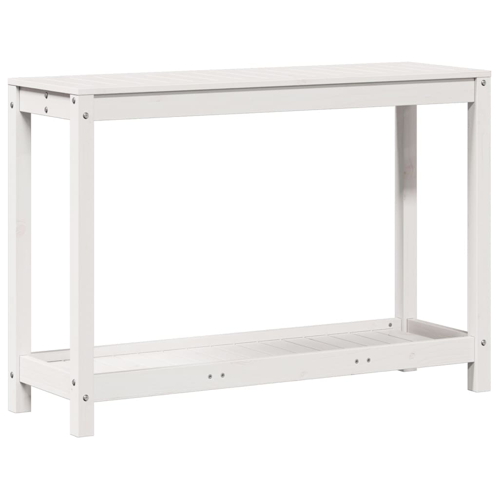 Tavolo Invaso con Ripiano Bianco 108x35x75 cm Massello Pino - homemem39