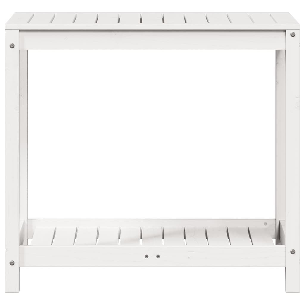 Tavolo Invaso con Ripiano Bianco 82,5x50x75 cm Massello Pino - homemem39