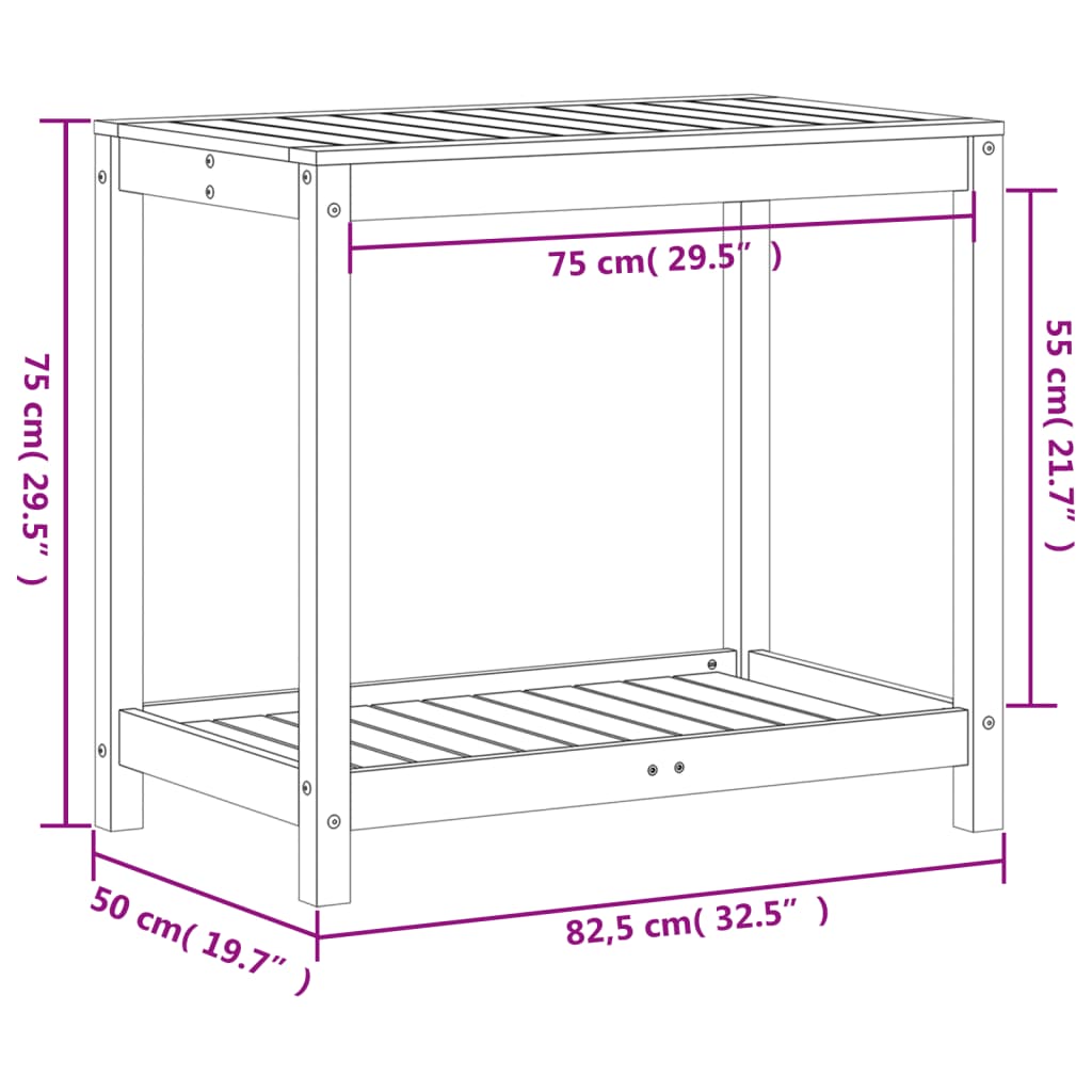 Tavolo Invaso con Ripiano Bianco 82,5x50x75 cm Massello Pino - homemem39