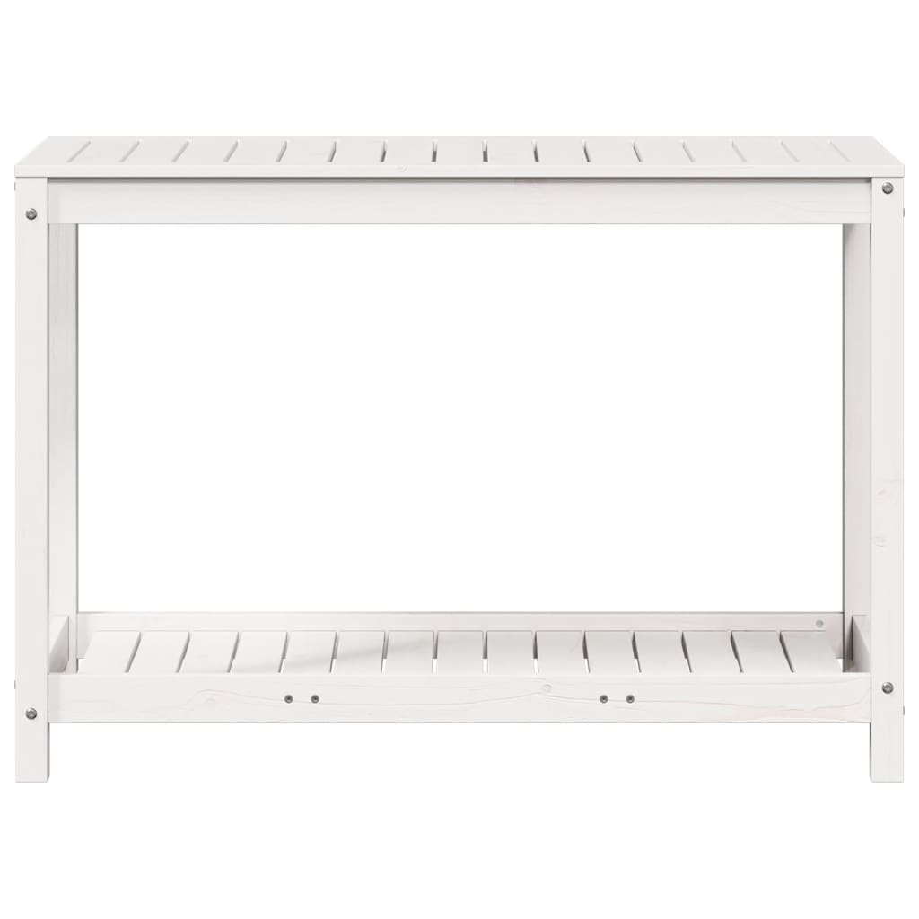 Tavolo Invaso con Ripiano Bianco 108x50x75 cm Massello Pino - homemem39