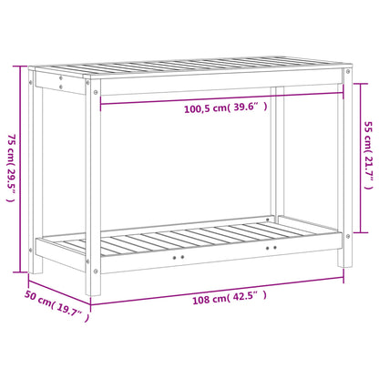 Tavolo Invaso con Ripiano Bianco 108x50x75 cm Massello Pino - homemem39