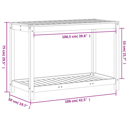 Tavolo Invaso con Ripiano 108x50x75 cm Legno Massello Douglas - homemem39