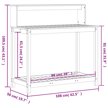 Tavolo Invaso con Ripiani 108x50x109,5 cm Legno Massello Pino - homemem39