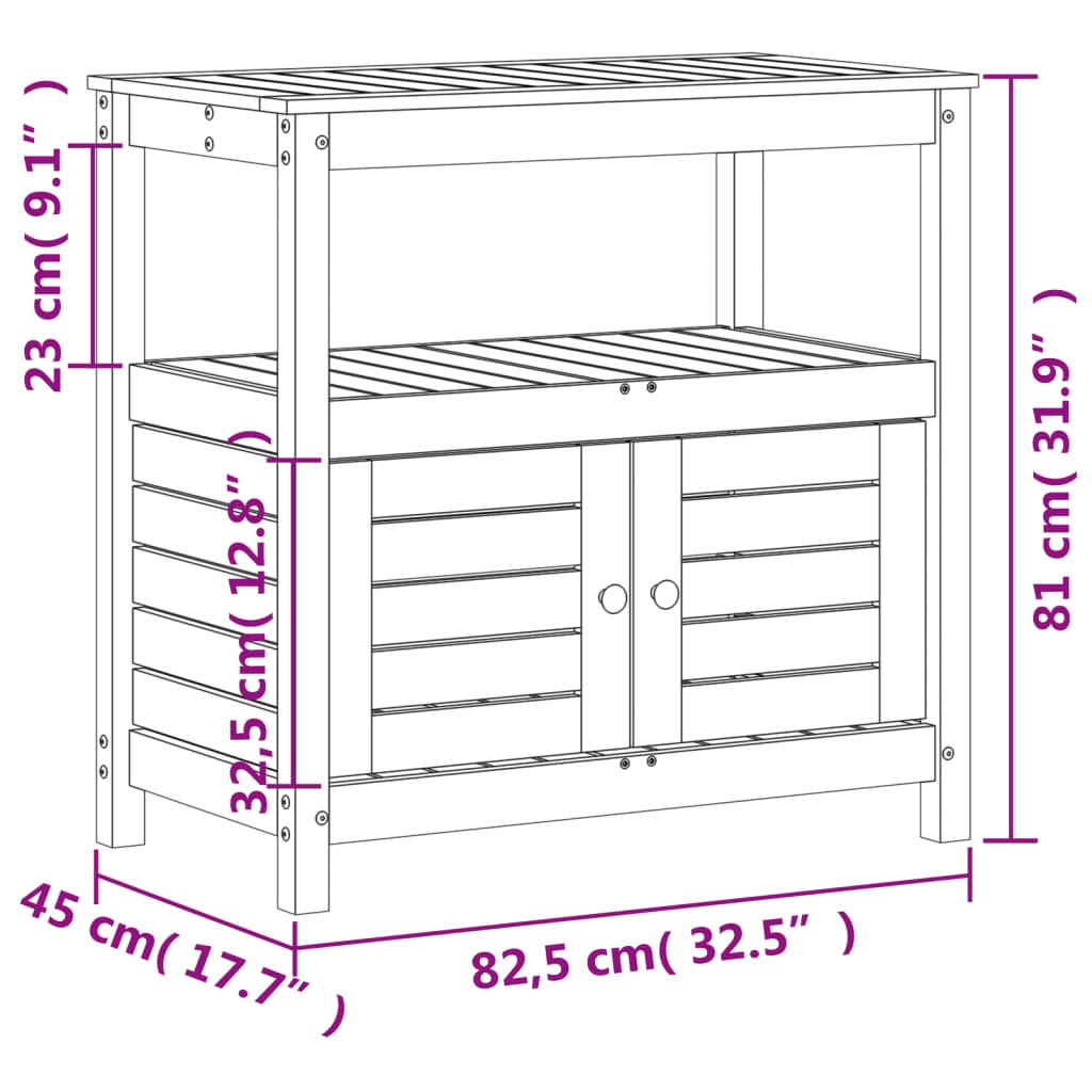 Tavolo Invaso con Ripiani 82,5x45x81 cm Legno Impregnato Pino - homemem39