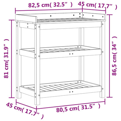 Tavolo Invaso con Ripiani 82,5x45x86,5 cm Legno Massello Pino - homemem39