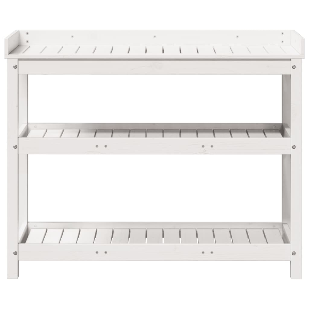 Tavolo Invaso con Ripiani Bianco 108x45x86,5 cm Massello Pino - homemem39