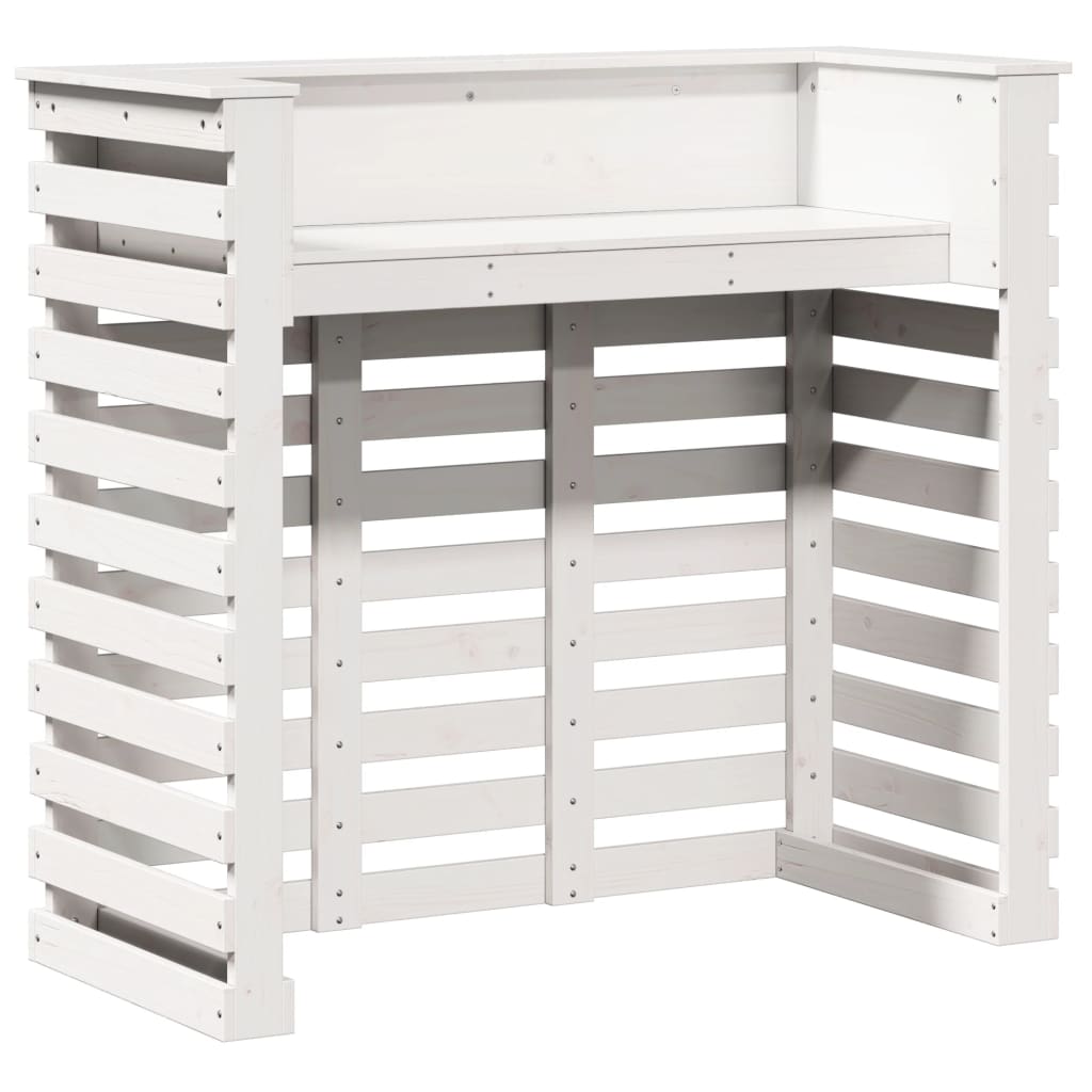 Tavolo Bar da Esterno Bianco 113,5x50x103cm Legno Massello Pino - homemem39