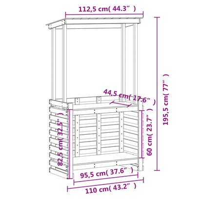 Tavolo Bar da Esterno con Tetto 112,5x57x195,5cm Legno Massello