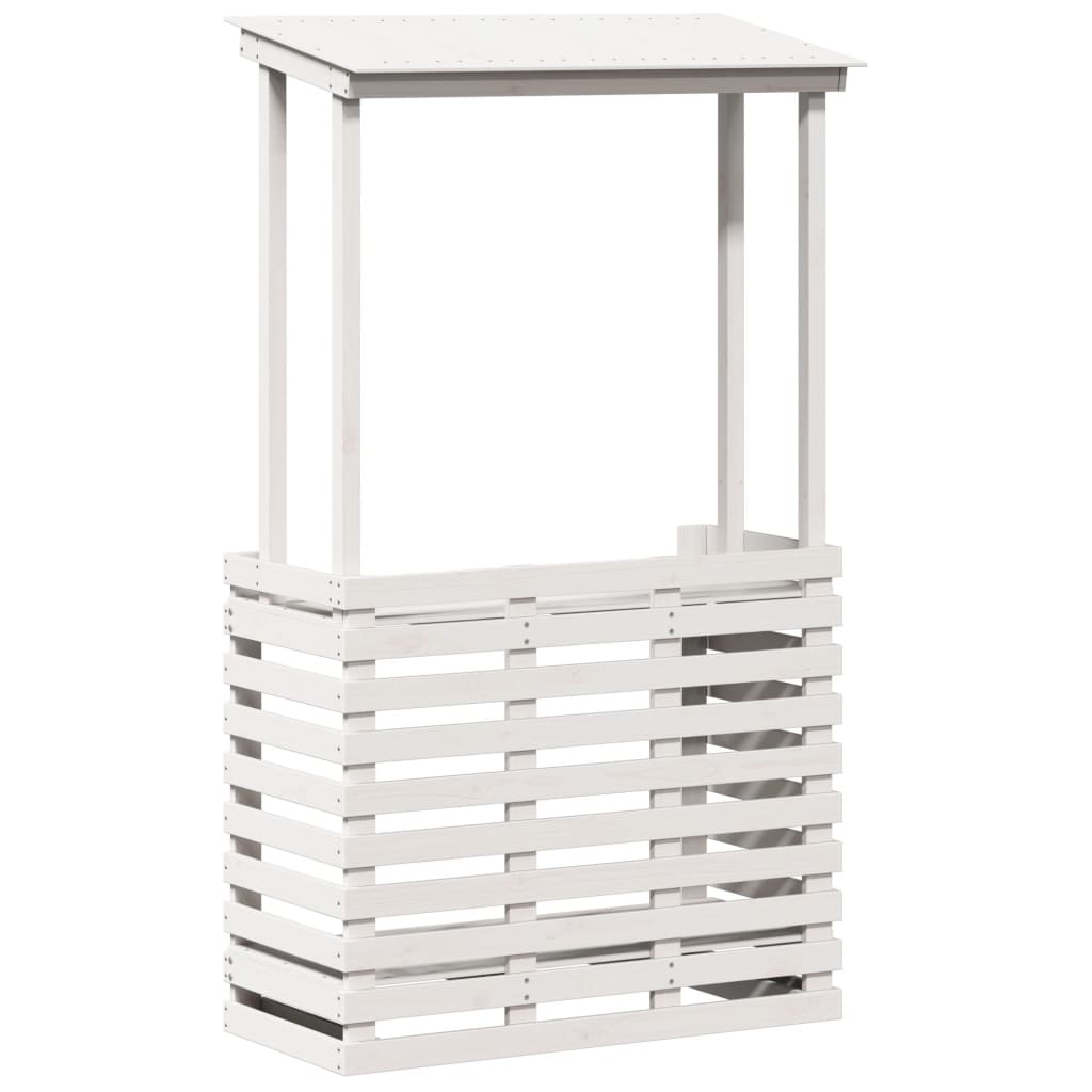 Tavolo Bar da Esterno con Tetto Bianco 112,5x57x195,5 cm Legno - homemem39