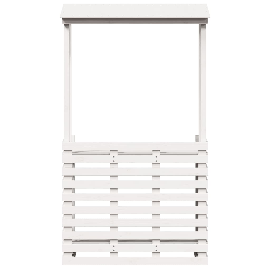 Tavolo Bar da Esterno con Tetto Bianco 112,5x57x195,5 cm Legno