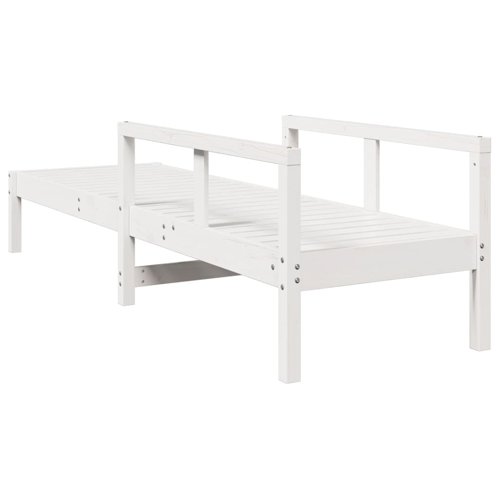 Lettino Prendisole Bianco 199,5x62x55 cm Legno Massello di Pino - homemem39