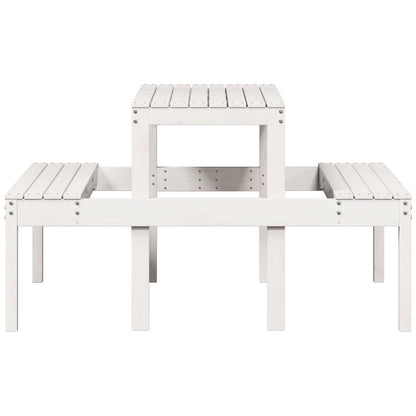 Tavolo da Picnic Bianco 110x134x75 cm in Legno Massello di Pino - homemem39