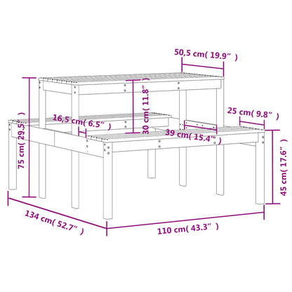 Tavolo da Picnic Bianco 110x134x75 cm in Legno Massello di Pino - homemem39