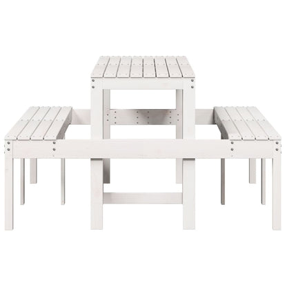 Tavolo da Picnic Bianco 160x134x75 cm in Legno Massello di Pino - homemem39