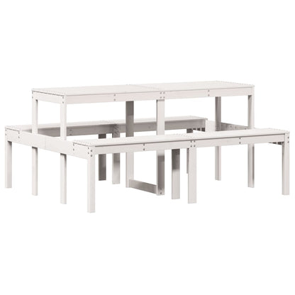 Tavolo da Picnic Bianco 160x134x75 cm in Legno Massello di Pino - homemem39