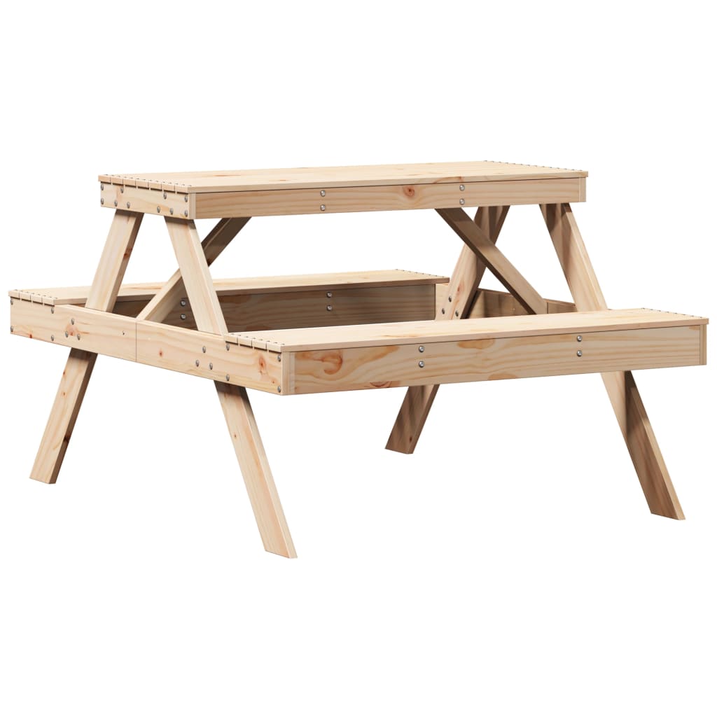 Tavolo da Picnic 105x134x75 cm in Legno Massello di Pino - homemem39