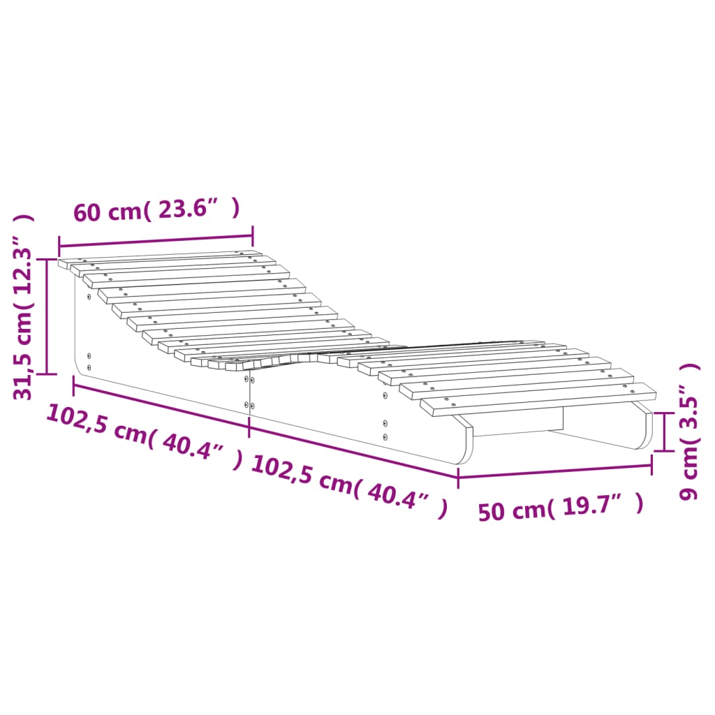 Lettini Prendisole 2pz 205x60x31,5 cm in Legno Massello di Pino - homemem39