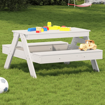 Tavolo Picnic per Bambini Bianco 88x97x52cm Legno Massello Pino - homemem39