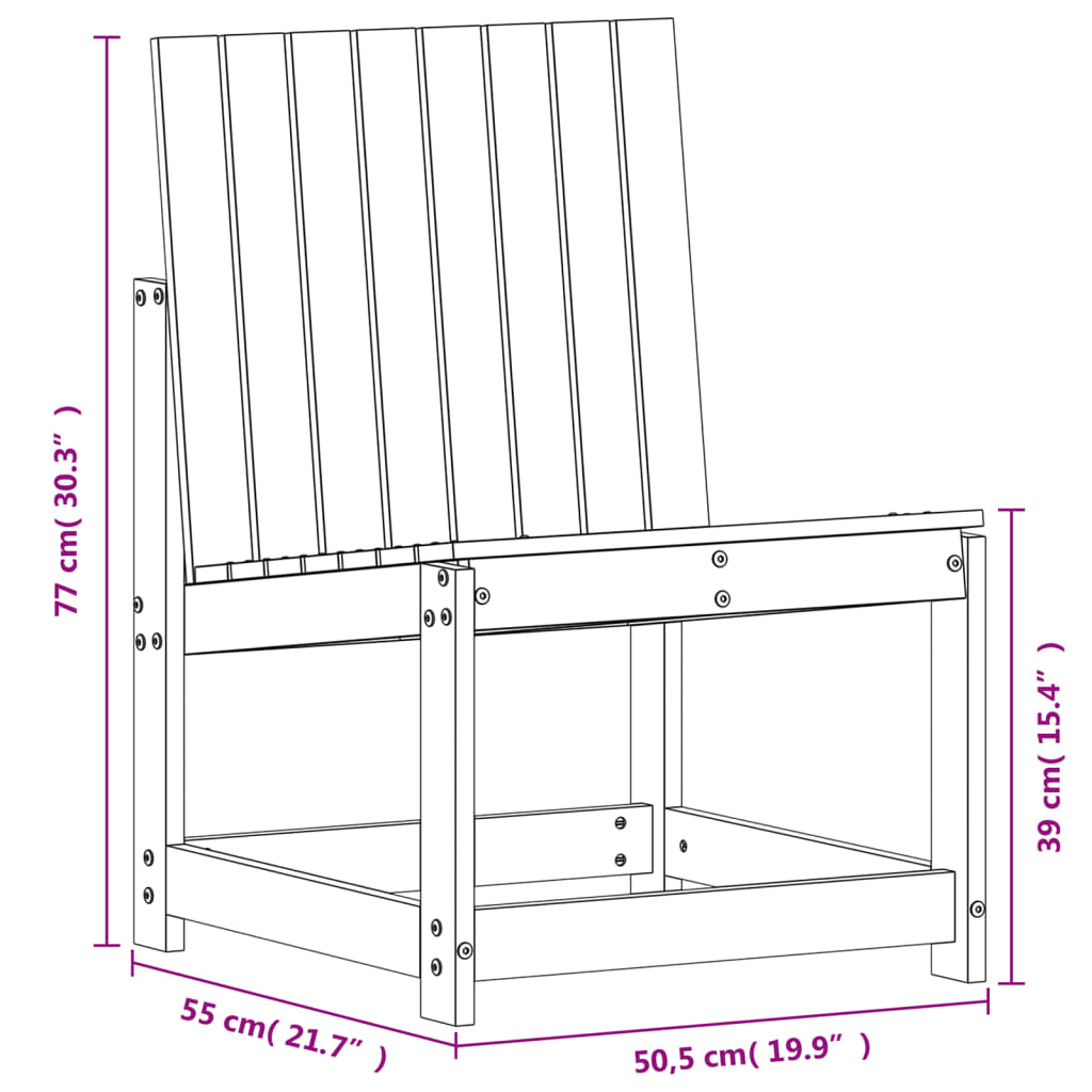 Sedia da Giardino 50,5x55x77 cm in Legno Massello di Pino - homemem39