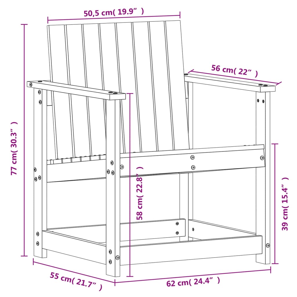 Sedia da Giardino 62x56x77 cm in Legno Massello di Pino - homemem39