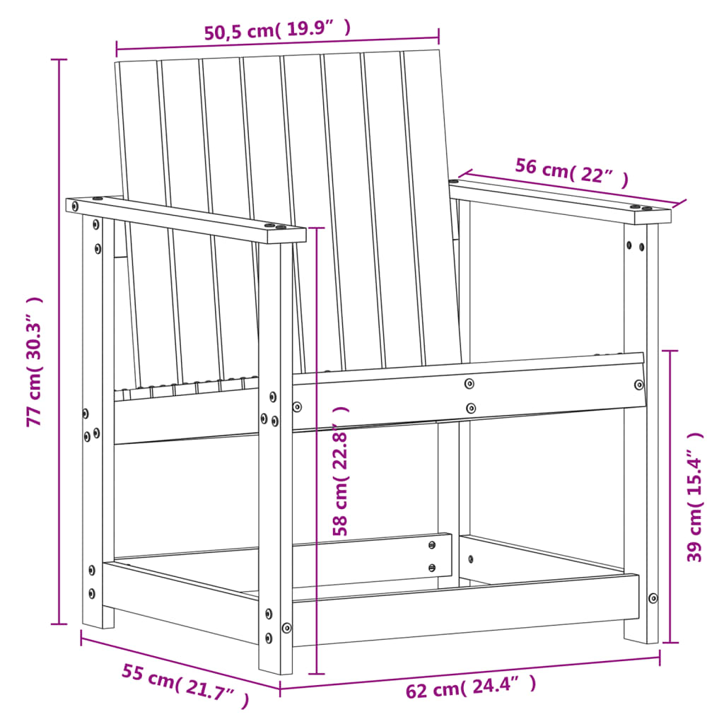 Sedia da Giardino Bianca 62x56x77 cm in Legno Massello di Pino - homemem39