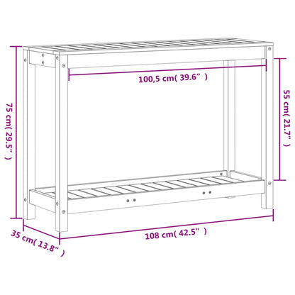 Tavolo Invasatura Ripiano Marrone Cera 108x35x75 Massello Pino - homemem39