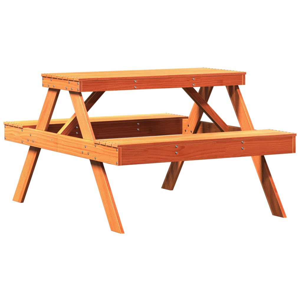 Tavolo da Picnic Marrone Cera 105x134x75 cm Legno Massello Pino - homemem39