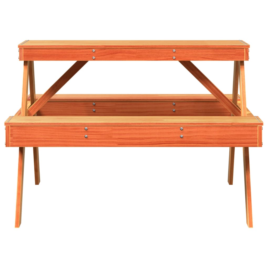 Tavolo da Picnic Marrone Cera 105x134x75 cm Legno Massello Pino - homemem39