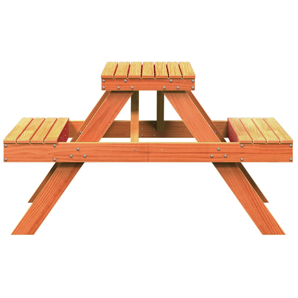 Tavolo da Picnic Marrone Cera 105x134x75 cm Legno Massello Pino - homemem39