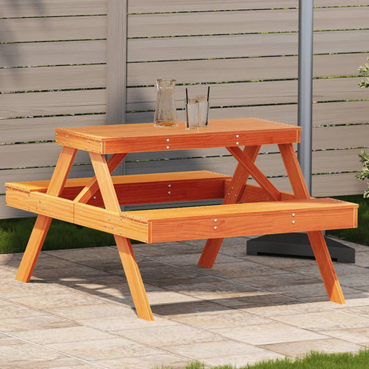 Tavolo da Picnic Marrone Cera 105x134x75 cm Legno Massello Pino - homemem39