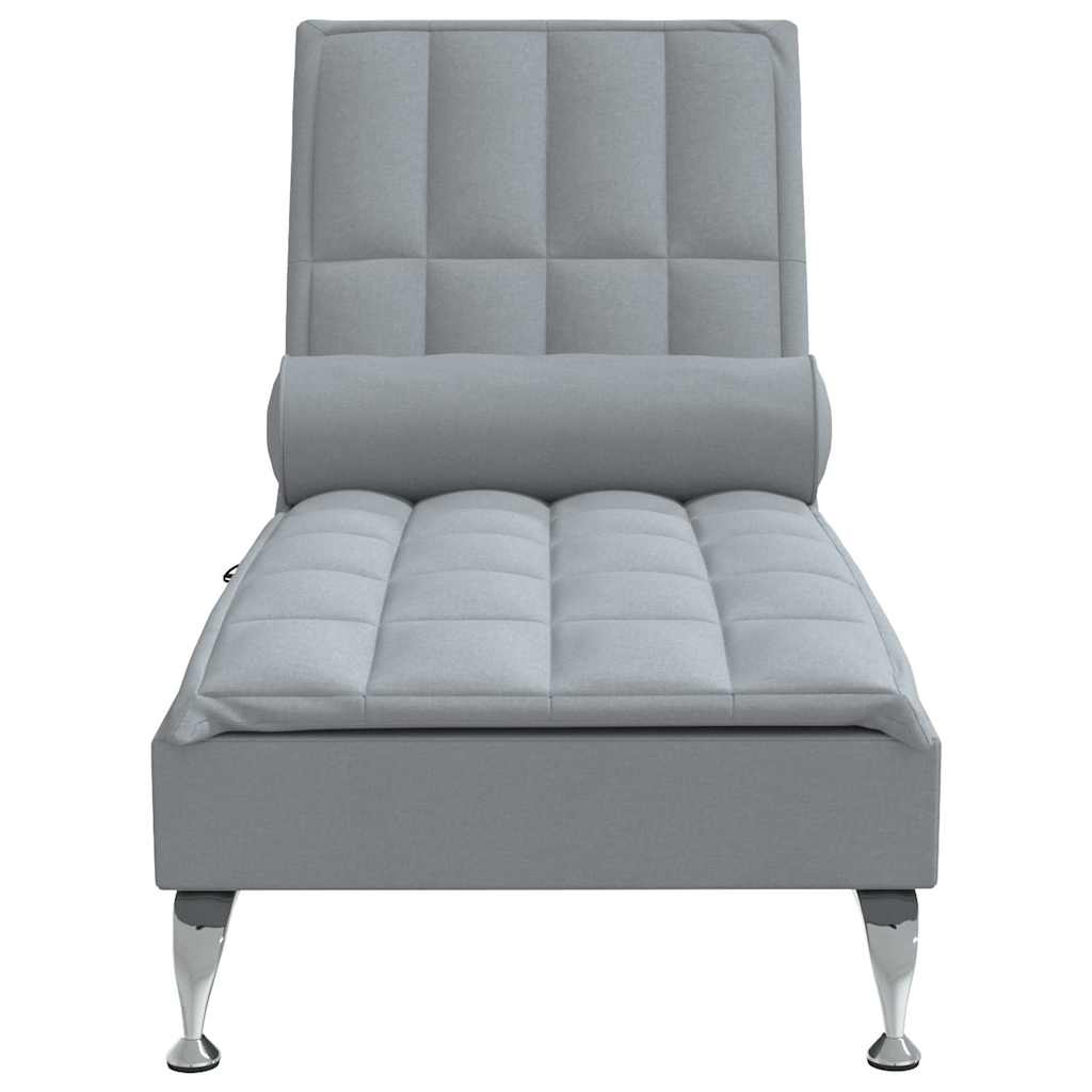 Chaise Longue Massaggi Cuscino a Rullo Grigio Chiaro in Tessuto - homemem39