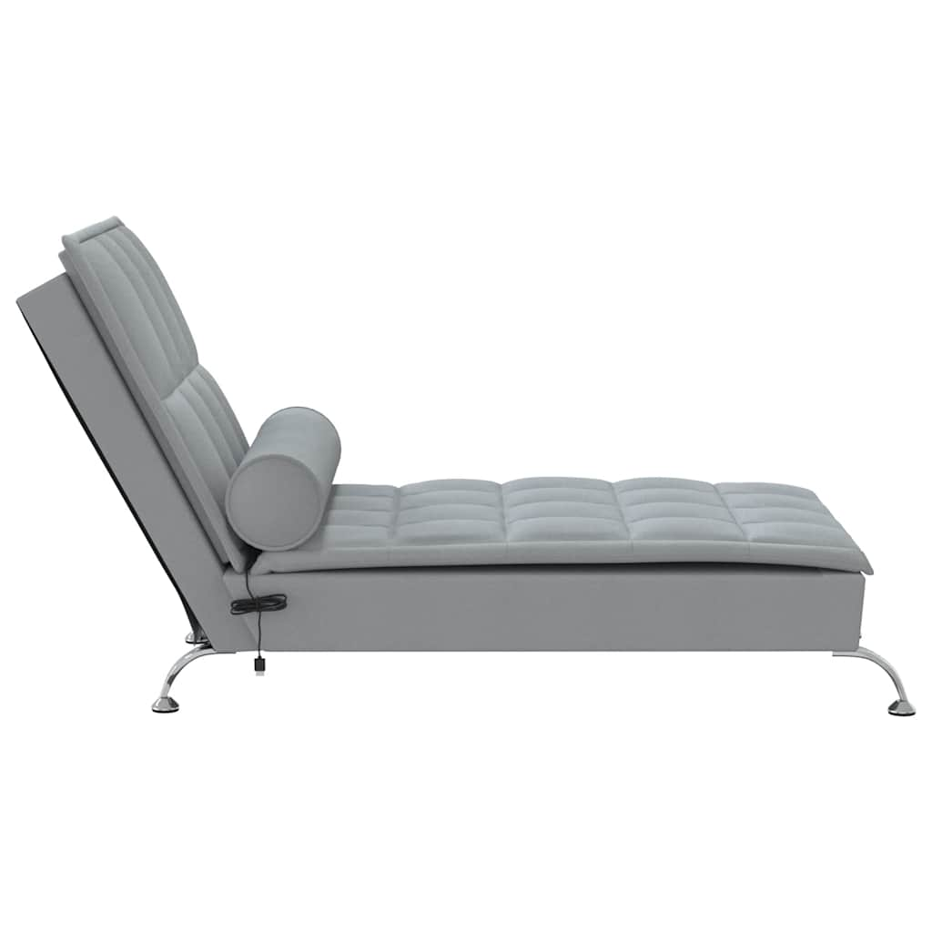 Chaise Longue Massaggi Cuscino a Rullo Grigio Chiaro in Tessuto - homemem39