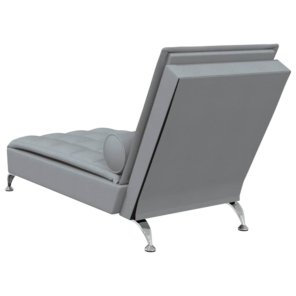 Chaise Longue Massaggi Cuscino a Rullo Grigio Chiaro in Tessuto - homemem39