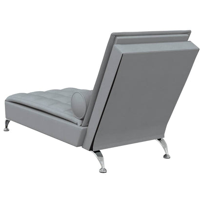 Chaise Longue Massaggi Cuscino a Rullo Grigio Chiaro in Tessuto - homemem39