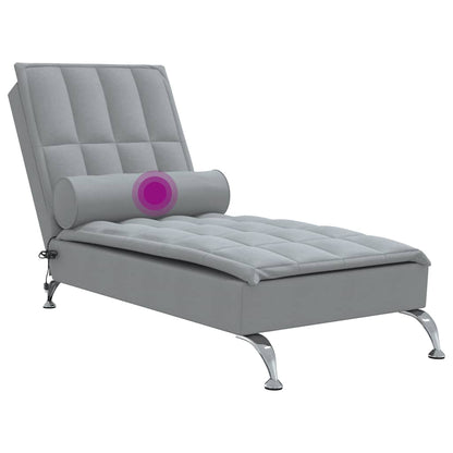 Chaise Longue Massaggi Cuscino a Rullo Grigio Chiaro in Tessuto - homemem39