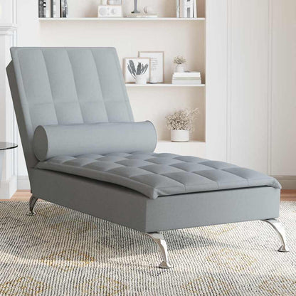 Chaise Longue Massaggi Cuscino a Rullo Grigio Chiaro in Tessuto - homemem39