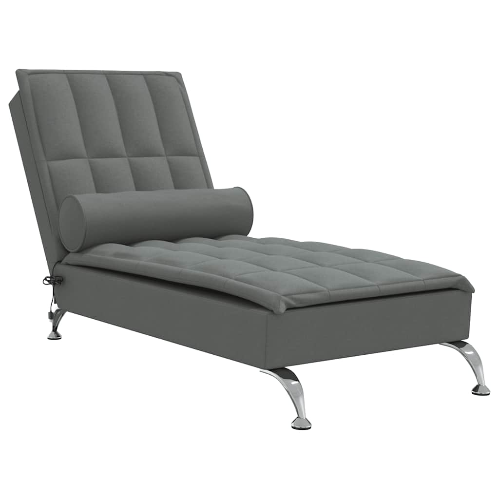 Chaise Longue Massaggi con Capezzale Grigio Scuro in Tessuto - homemem39