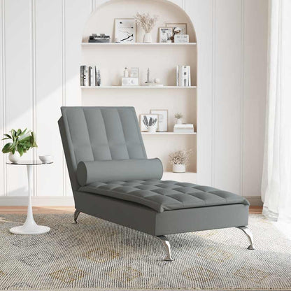 Chaise Longue Massaggi con Capezzale Grigio Scuro in Tessuto - homemem39