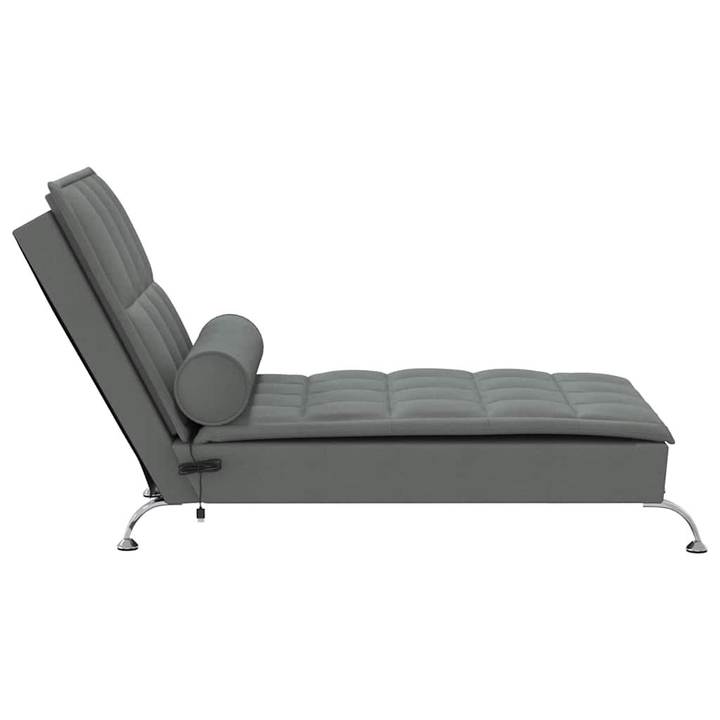 Chaise Longue Massaggi con Capezzale Grigio Scuro in Tessuto - homemem39