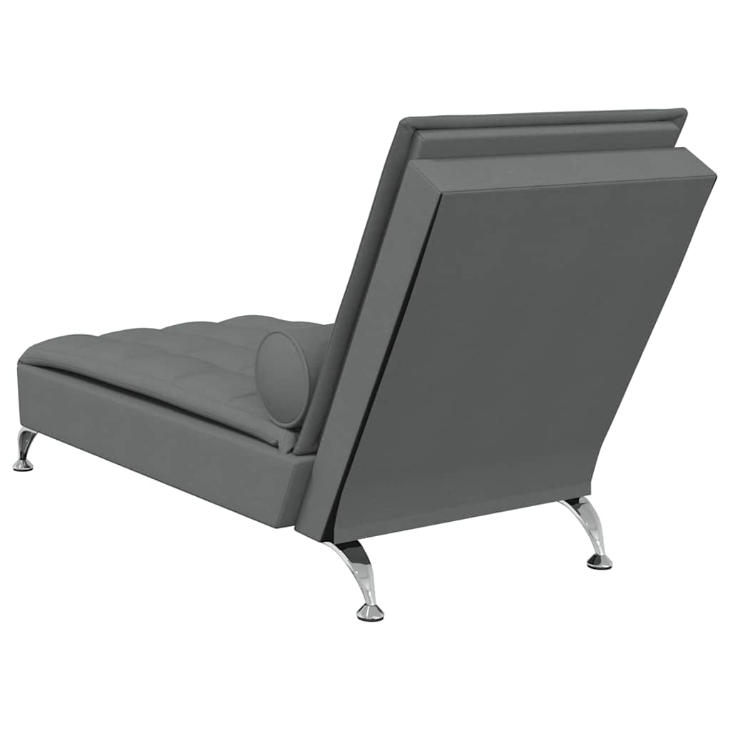 Chaise Longue Massaggi con Capezzale Grigio Scuro in Tessuto - homemem39